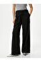 Wide Leg Trousers with Pocket Waist Asymmetrical Button Detail - 3