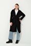 Hatunatila Cape Detailed Standing Collar Double Breasted Coat 7873 Black - 8