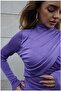 Lilac Half-Neck Gathered Long Sleeve Sandy Blouse - 6