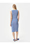 Midi Dress Slit Detailed Crew Neck - 4