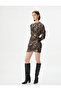 Mini Satin Dress Leopard Pattern Long Sleeve