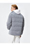 Puffer Jacket Shiny Stand Collar Zipper Pocket Snap Buttons - 4