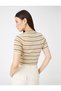 Women's Beige Striped Sweater - 4