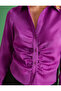 Gathered Satin Shirt - 5