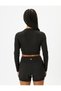 Long Sleeve Crop Sports T-Shirt Slim Fit Asymmetrical Cut Crew Neck - 4
