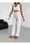 Women's Gray Wide Belt High Waist Tapered 2-Thread Wide-Leg Sweatpants - 6