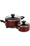 25Piece Non-Stick Cookware Set | Saucepan and Casserole Set with Glass Lid | Red, Pr20499 - 3
