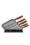 5pcs stainless steel non-stick coating wood pattern handle chef set