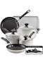 Cookstart Diamond Max Nonstick Cookware Pots and Pans Set 15 Piece - Silver