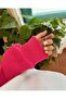 Women's Oversize Pink-White Fleece Inside Ribbed Embroidered Cotton Winter Crop Warm Sweatshirt - 2