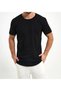 Men's Etegi Oval Slimfit Bicycle Collar Black Tshirt