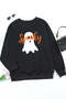 Black Halloween Scary Ghost Printed Crew Neck Sweatshirt - 3