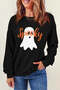 Black Halloween Scary Ghost Printed Crew Neck Sweatshirt - 2