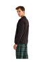 Men's Long Sleeve Black 100% Cotton Pajamas Suit C6T8N5O04 - 4