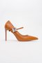 Pattaya Tan Skin Stone Detailed Women's Thin Heeled Shoes - 4