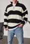 Men's Knitwear Black and White Knitted Multi-Colored Knitwear Fabric - 2
