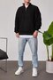 Men's Knitwear Collar Knitted Black Zippered Knitwear Fabric