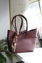 Women's Burgundy Leopard Large Shoulder Bag with Scarf Detail - 2