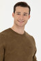 Men's Regular Fit Crew Neck Khaki Sweater 50271000-Vr027 - 2