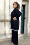 Gold Button Double-Breasted Jacket with Closing Strip, Elastic Waist Pants, Plus Size, Two-Piece Knitwear Suit - 5