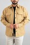 Men's Beige Seasonal Casual Scuba Coated Sports Cut Coat Snap Jacket Shirt - 5