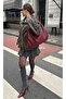 Women's Retro Large Bttg Shoulder Bag Claret Red