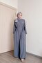 Shawl Women's Gray Belted Slash Cut Islamic Jumpsuit Syr009