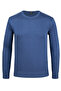 Men's Crew Neck Knitwear Blue Sweater Patterned Steel Knit Classic Fit - 4241C