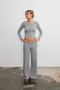 Ribbed Elastic Waist Wide Leg Knitted Trousers - 5