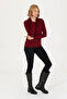 Women's Burgundy Basic Polo Neck Sweatshirt 50271573 -Vr014 - 4