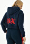 Women's Navy Blue Hooded Sweatshirt 50271652 -Vr033