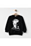 Unisex Transitional Children's Sweatshirt Atatürk Printed Sweatshirt 100% Cotton 1-6 Years Old Black