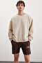 Men's Organic Cotton Soft Print Detailed Crew Neck Fleece Inside Mink Sweatshirt - 4