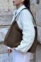 Suede Creme Casual Look Shopper Bag - 5