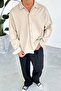 Beige Basic Oversize Gabardine Shirt