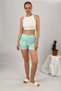 Women's Four Seasons Soft Basic Cotton Elastic Waist High Waist Pajama Shorts Green Striped - 5
