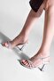 Feles Stripe Stone Heeled Women's Evening Dress Shoes SILVER - 2