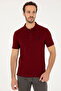 Men's Slim Fit Polo Neck Burgundy Basic T-Shirt 50279581-Vr177 - 3