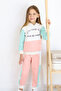 Girl's 3 Thread Thick Fabric Pieced Model Tracksuit Set