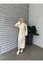 Belt Detailed Corded Knitwear Dress Hijab Dress - 2