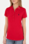 Women's Red Basic Polo Neck T-Shirt 50280057-Vr171 - 6