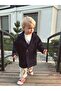 Navy Blue Stamped Baby Kids Coat - 4