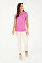 Women's Pink Basic Polo Neck T-Shirt 50280071-Vr037 - 4