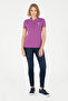 Women's Purple Basic Polo Neck T-Shirt 50280063-Vr038 - 4