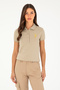 Women's Light Khaki Basic Polo Neck T-Shirt 50280071-Vr183