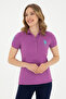 Women's Purple Basic Polo Neck T-Shirt 50280066-Vr038 - 3