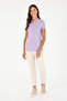 Women's Lilac Basic Polo Neck T-Shirt 50280071-Vr034 - 4