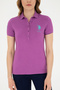 Women's Purple Basic Polo Neck T-Shirt 50280066-Vr038 - 6