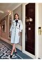 Women's White Imported Tweed and Woven Fabric Button and Accessory Detail Special Design Lined Dress - 7