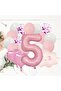 Pink Number Age Foil Balloons Pink Cloud Foiled Birthday Party Set Ornament - 2